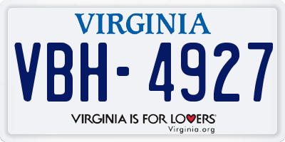 VA license plate VBH4927