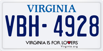 VA license plate VBH4928