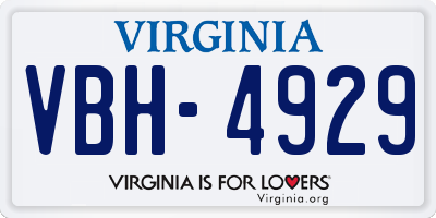 VA license plate VBH4929