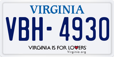 VA license plate VBH4930