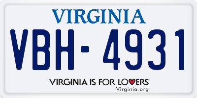 VA license plate VBH4931