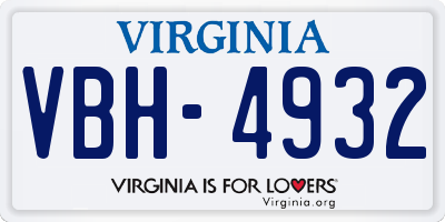 VA license plate VBH4932