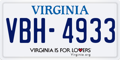 VA license plate VBH4933