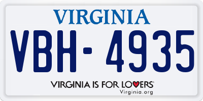VA license plate VBH4935