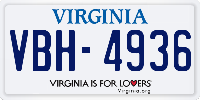 VA license plate VBH4936