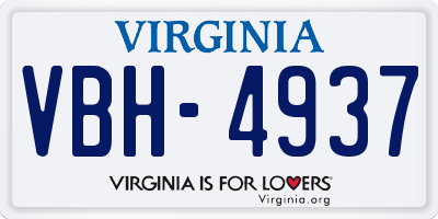 VA license plate VBH4937