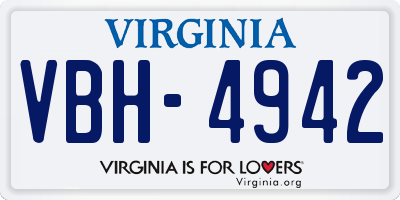 VA license plate VBH4942