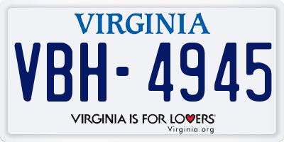 VA license plate VBH4945