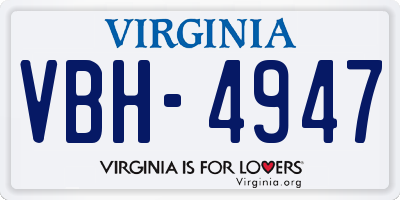 VA license plate VBH4947