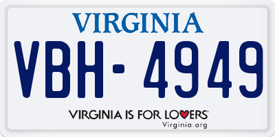 VA license plate VBH4949