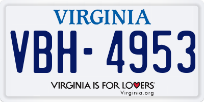 VA license plate VBH4953