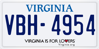 VA license plate VBH4954