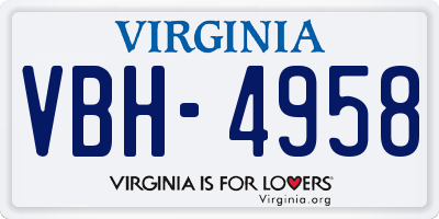 VA license plate VBH4958