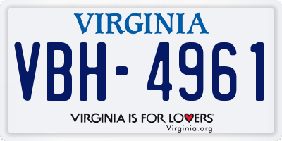 VA license plate VBH4961