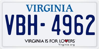 VA license plate VBH4962