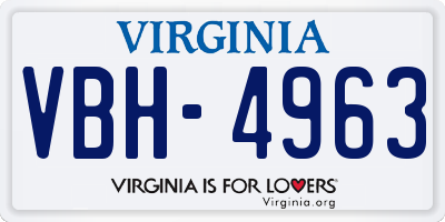VA license plate VBH4963