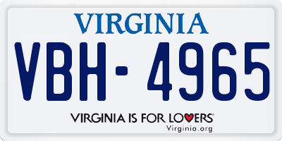 VA license plate VBH4965