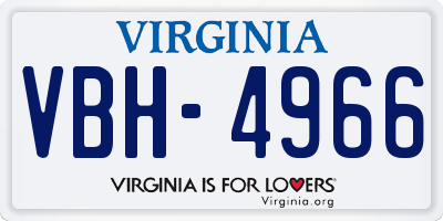 VA license plate VBH4966