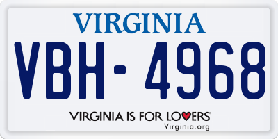 VA license plate VBH4968