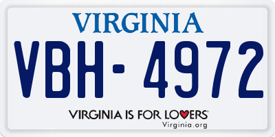 VA license plate VBH4972