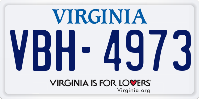 VA license plate VBH4973