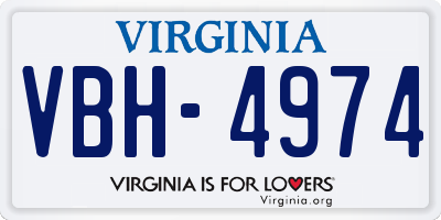 VA license plate VBH4974