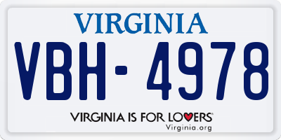 VA license plate VBH4978