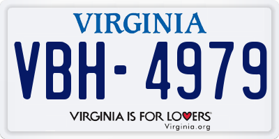VA license plate VBH4979