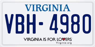 VA license plate VBH4980
