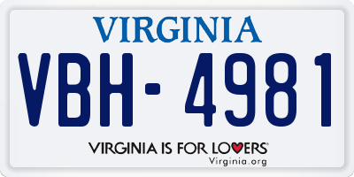 VA license plate VBH4981