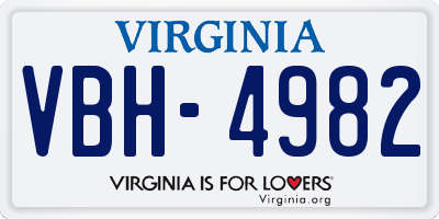 VA license plate VBH4982