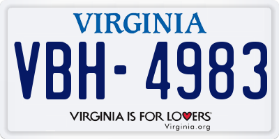 VA license plate VBH4983