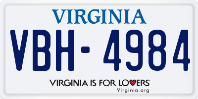 VA license plate VBH4984