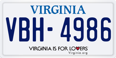 VA license plate VBH4986