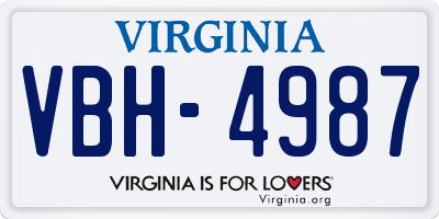 VA license plate VBH4987