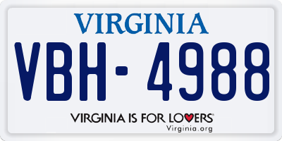 VA license plate VBH4988