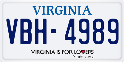 VA license plate VBH4989