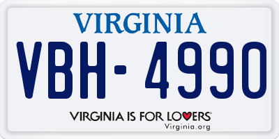 VA license plate VBH4990