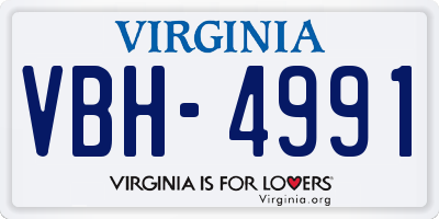 VA license plate VBH4991