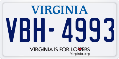 VA license plate VBH4993