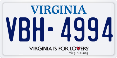VA license plate VBH4994