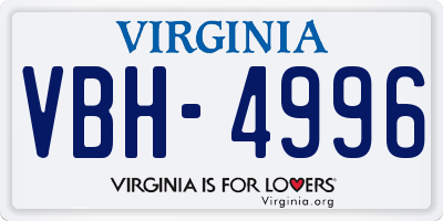 VA license plate VBH4996