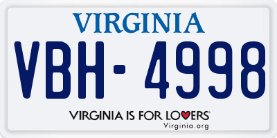 VA license plate VBH4998
