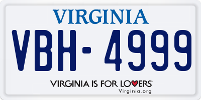 VA license plate VBH4999