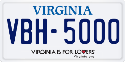 VA license plate VBH5000