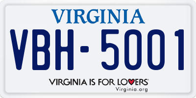VA license plate VBH5001