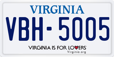 VA license plate VBH5005
