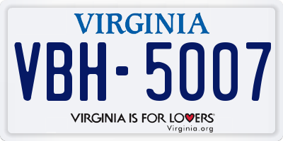 VA license plate VBH5007