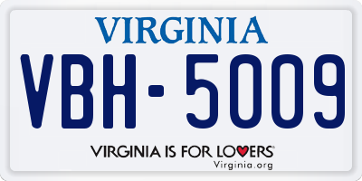 VA license plate VBH5009
