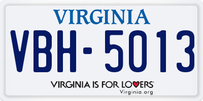 VA license plate VBH5013